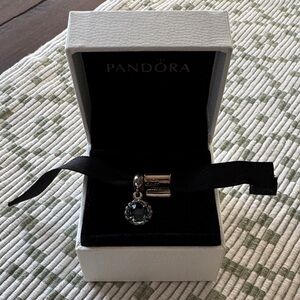 Pandora Sterling Silver Dangle Charm with Blue Gem and Best Friend Charm